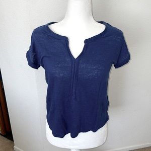 Lucky Brand Blue Top 100% Linen